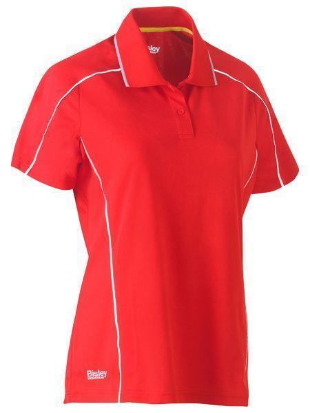 Bisley Women's Cool Mesh Polo Shirt BKL1425 Work Wear Bisley Workwear Red 6 